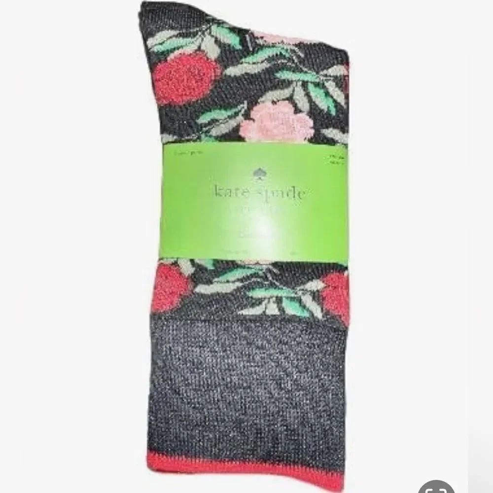 Kate Spade Womens Crew Socks Pack of 3 Black Floral Pink Plaid Multi NWT